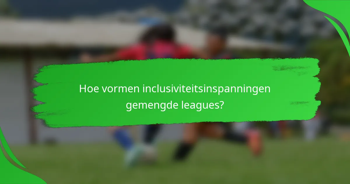 Hoe vormen inclusiviteitsinspanningen gemengde leagues?