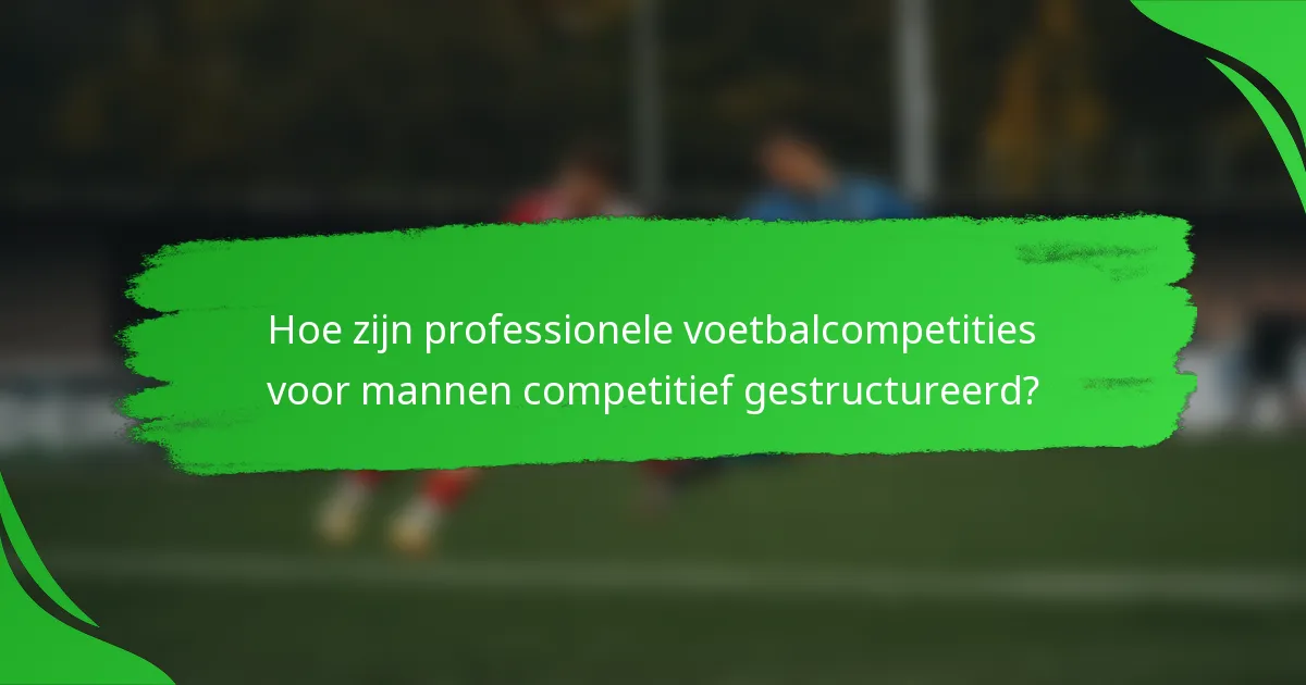 Hoe zijn professionele voetbalcompetities voor mannen competitief gestructureerd?