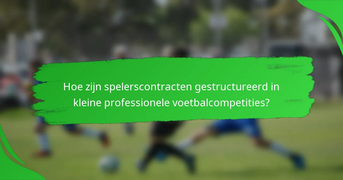 Hoe zijn spelerscontracten gestructureerd in kleine professionele voetbalcompetities?